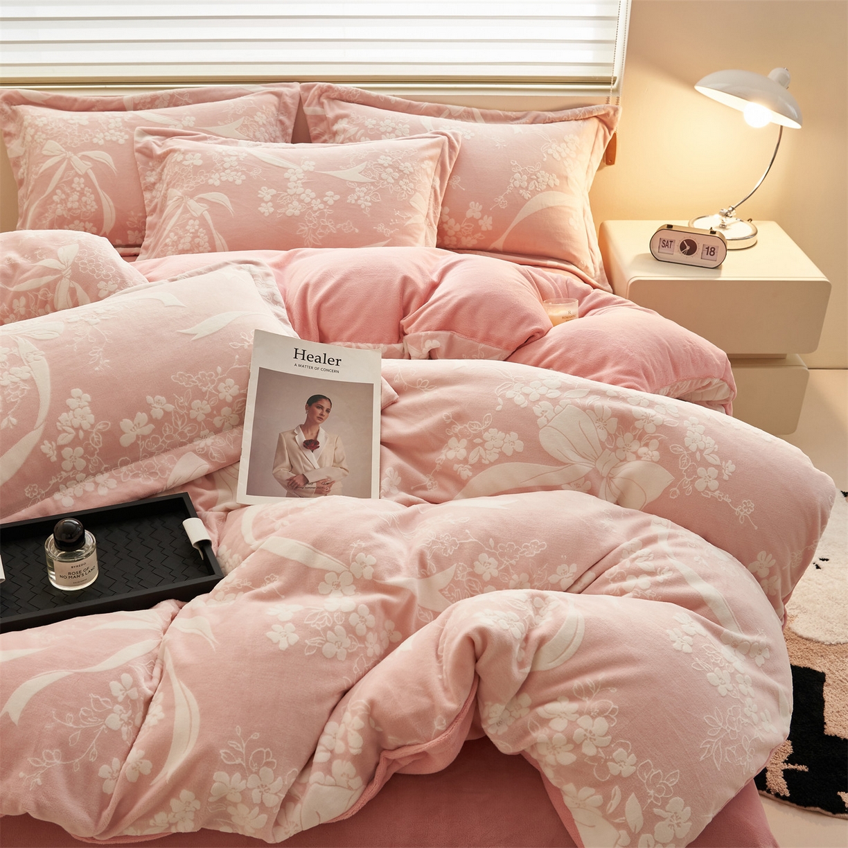 恒爱家纺 2025新款牛奶绒立体剪花四件套 爱意绵绵