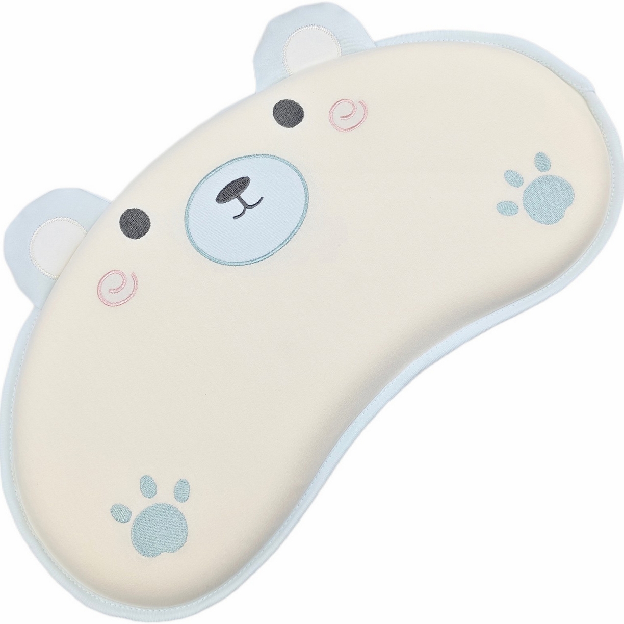 91家纺网 家纺一手货源 找家纺 小猫派 2025秋冬贴布绣月牙型可水洗亲水棉枕芯（新款9.1号有货） 安睡熊蓝