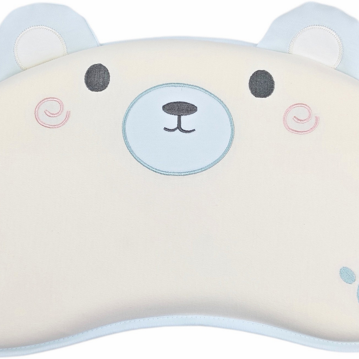 91家纺网 家纺一手货源 找家纺 小猫派 2025秋冬贴布绣月牙型可水洗亲水棉枕芯（新款9.1号有货） 安睡熊蓝