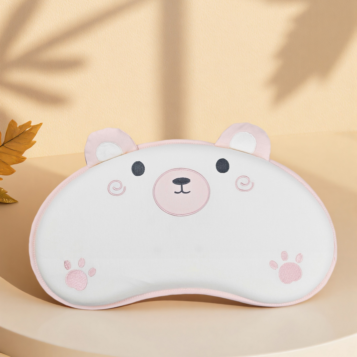 小猫派 2025秋冬贴布绣月牙型可水洗亲水棉枕芯（新款9.1号有货） 安睡熊粉