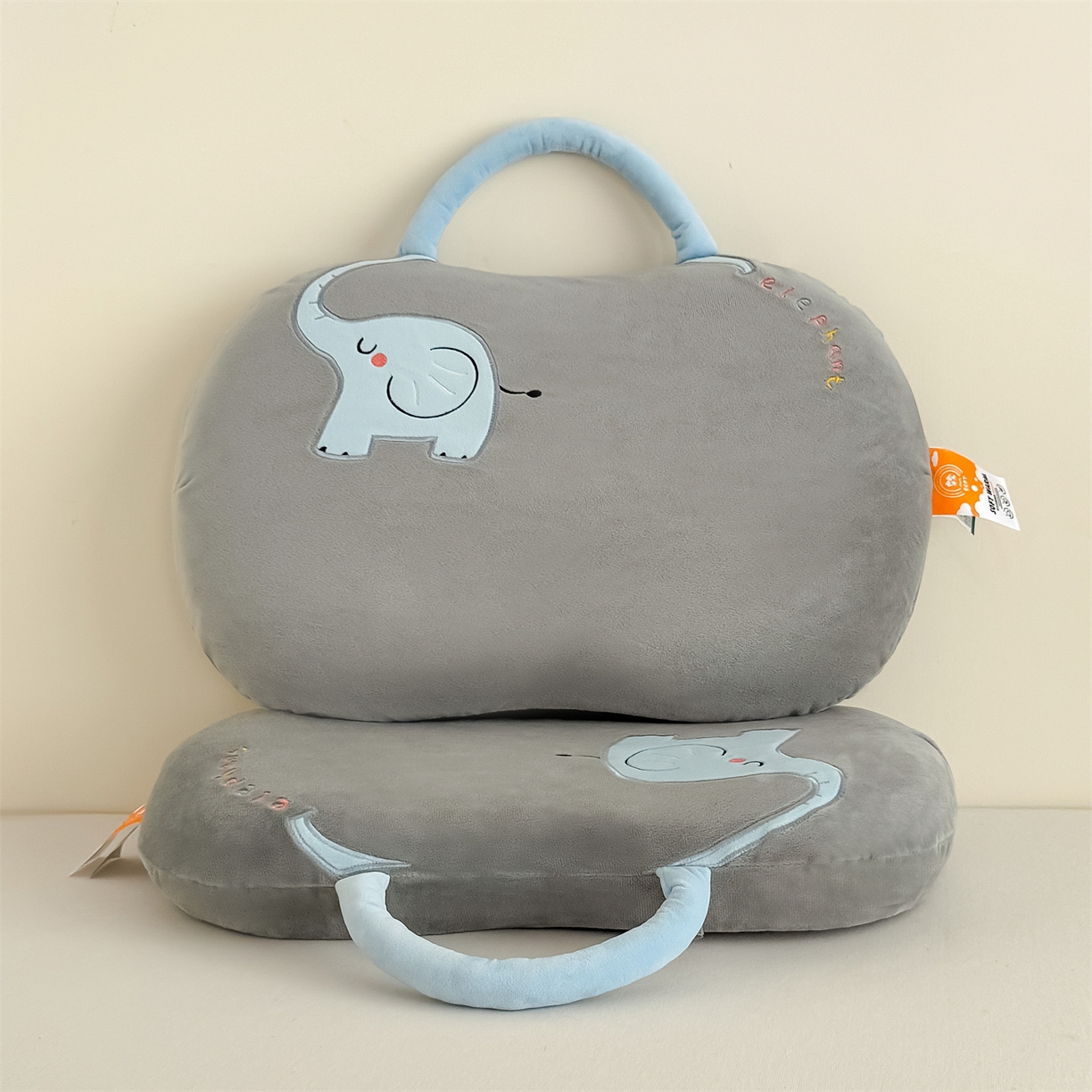 91家纺网 家纺一手货源 找家纺 麦肯锡 2025新款暖绒大象手提猫肚枕枕头枕芯单枕芯 灰色