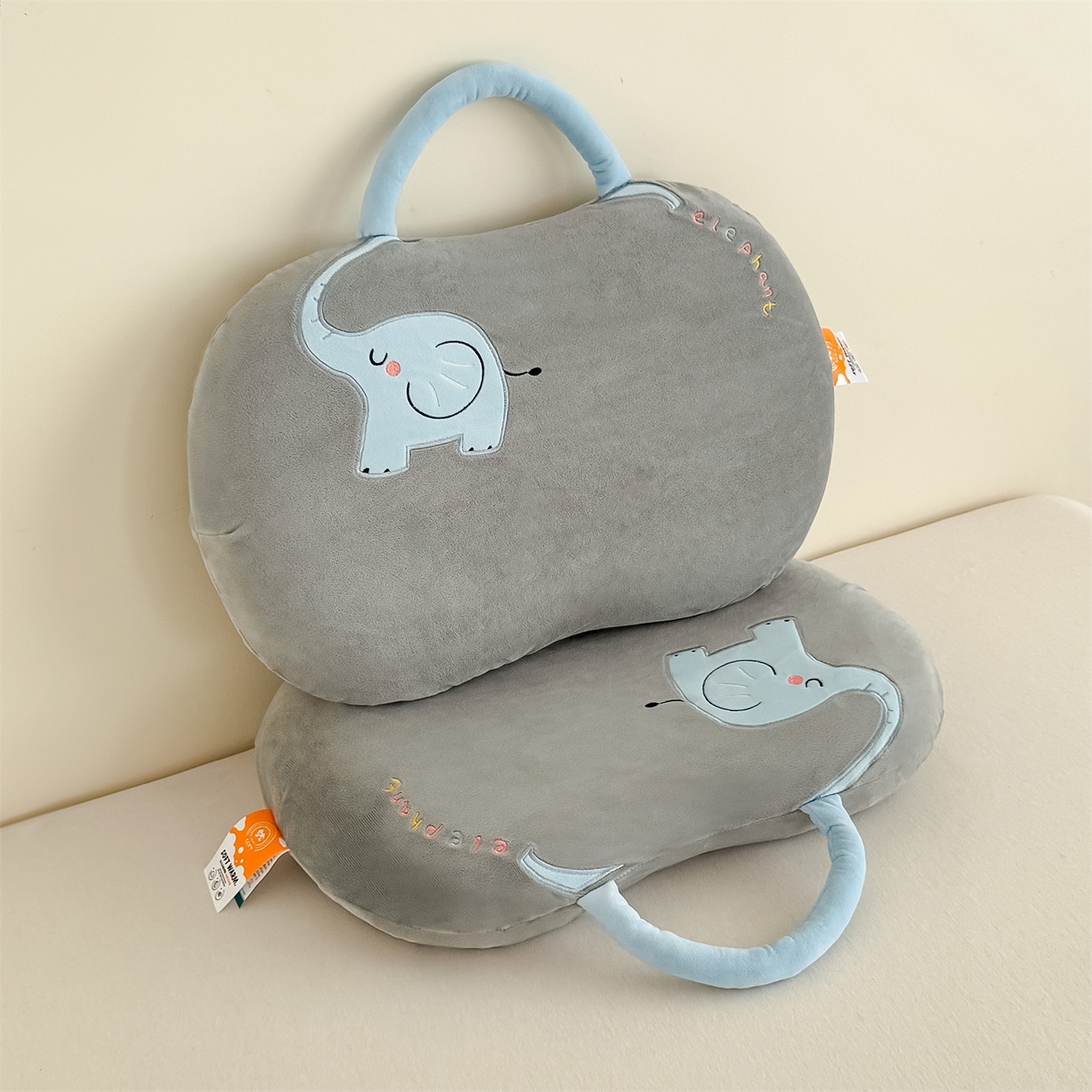 91家纺网 家纺一手货源 找家纺 麦肯锡 2025新款暖绒大象手提猫肚枕枕头枕芯单枕芯 灰色