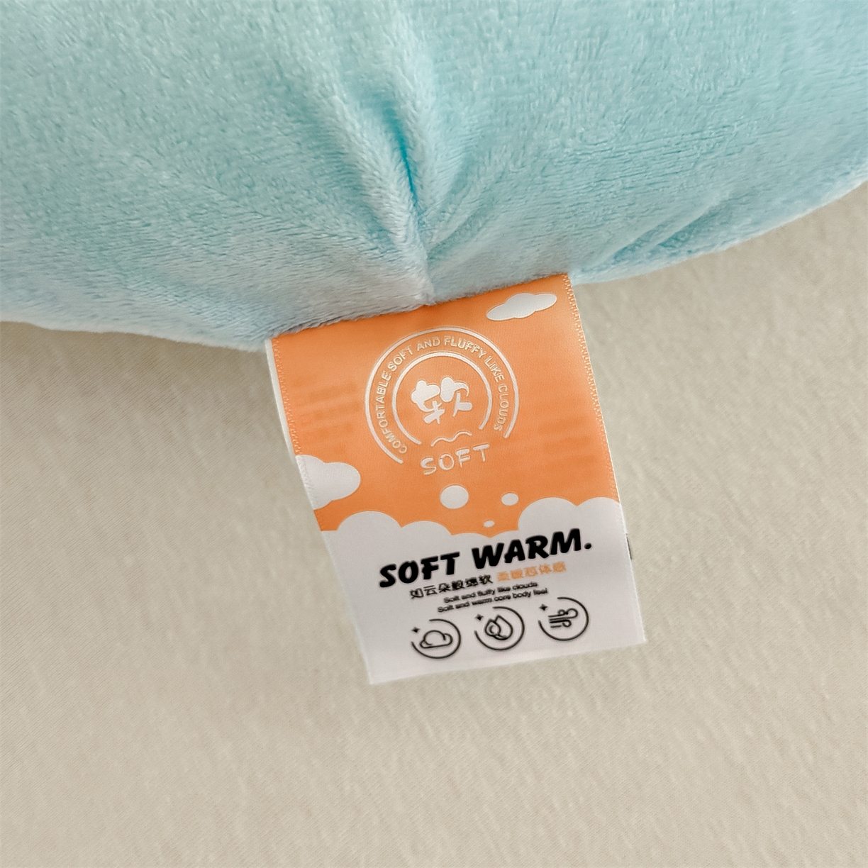 91家纺网 家纺一手货源 找家纺 麦肯锡 2025新款暖绒大象手提猫肚枕枕头枕芯单枕芯 蓝色