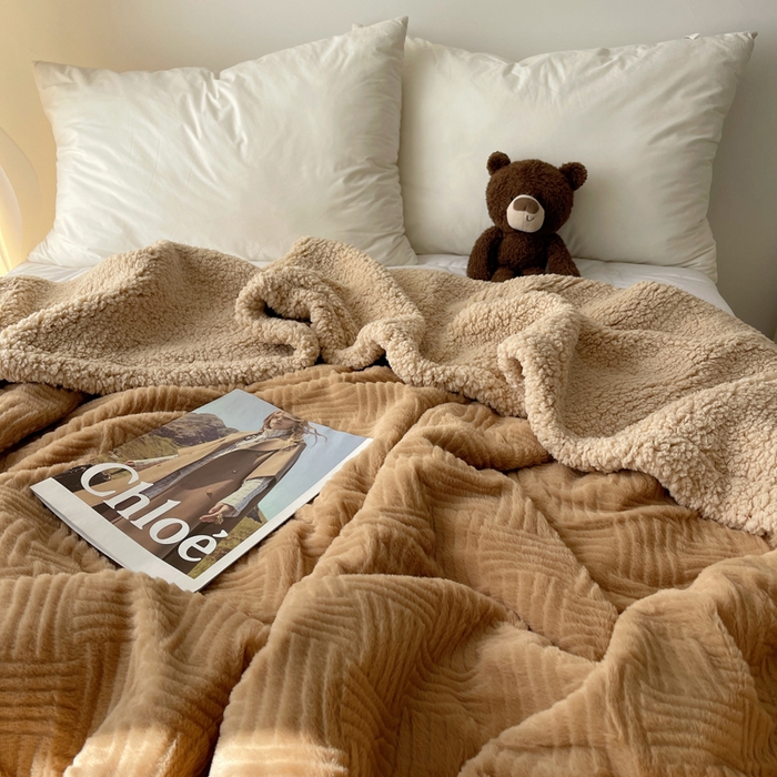 91家纺网 家纺一手货源 找家纺 （总）顾里家纺 2025新款韩系提花兔毛绒毯毛毯毯子