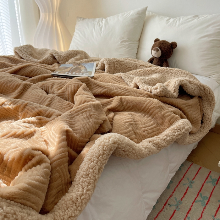 91家纺网 家纺一手货源 找家纺 （总）顾里家纺 2025新款韩系提花兔毛绒毯毛毯毯子
