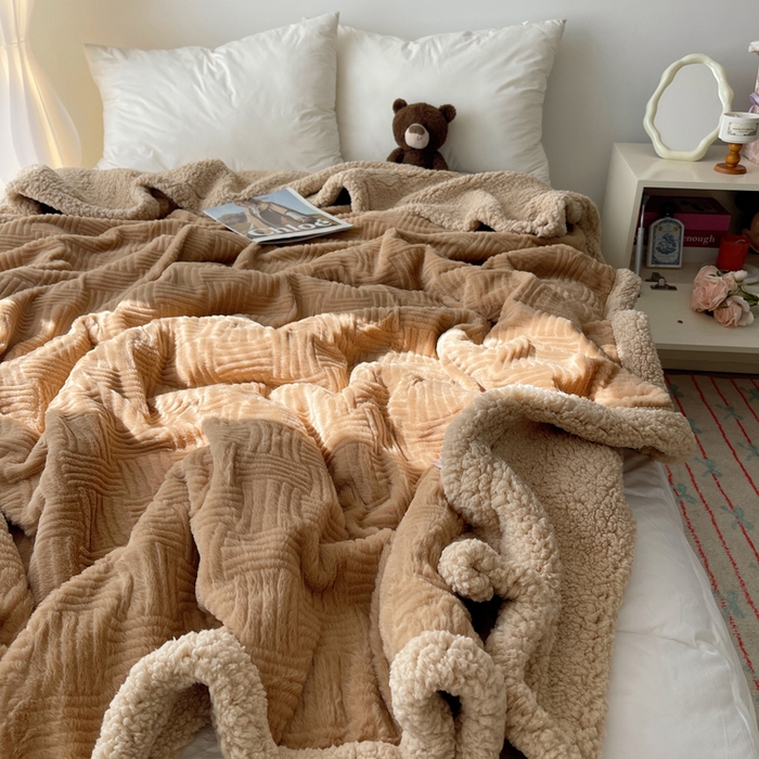 91家纺网 家纺一手货源 找家纺 （总）顾里家纺 2025新款韩系提花兔毛绒毯毛毯毯子