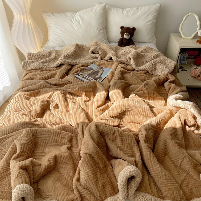 91家纺网 家纺一手货源 找家纺 （总）顾里家纺 2025新款韩系提花兔毛绒毯毛毯毯子