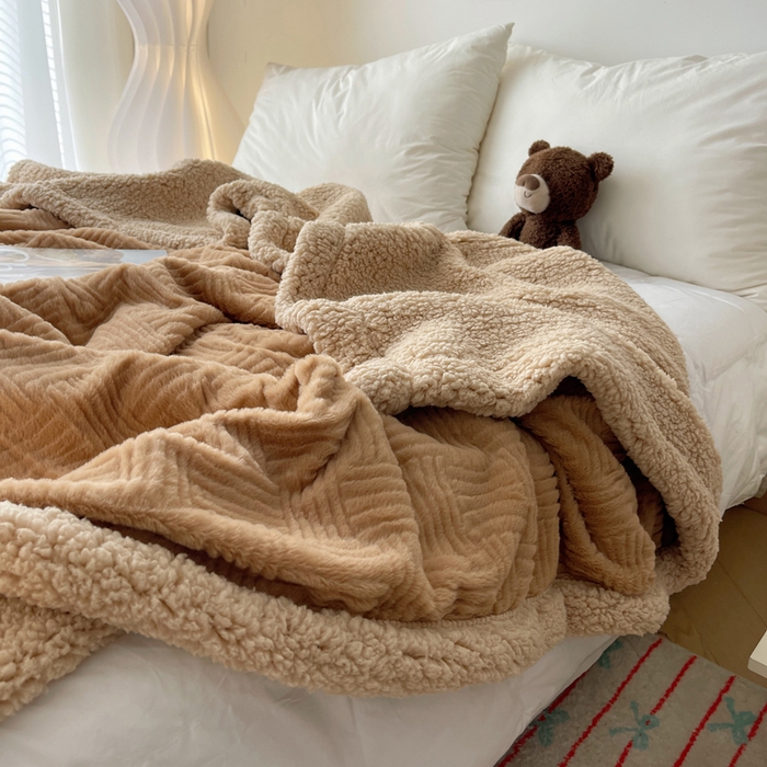 91家纺网 家纺一手货源 找家纺 （总）顾里家纺 2025新款韩系提花兔毛绒毯毛毯毯子