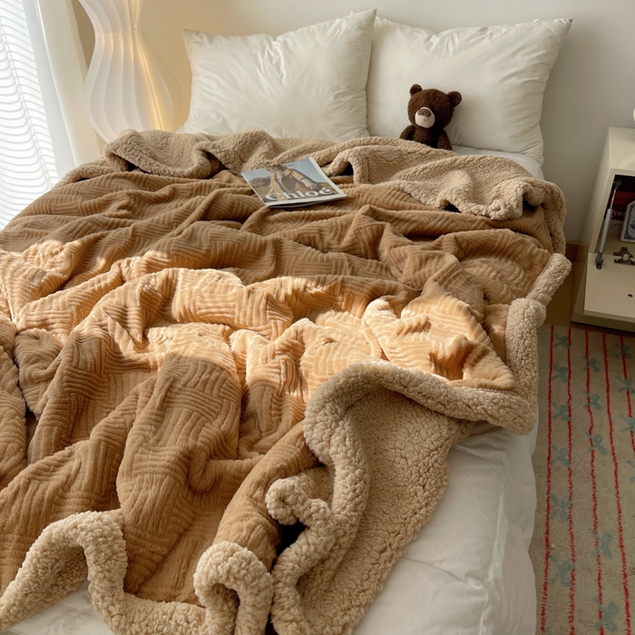 91家纺网 家纺一手货源 找家纺 （总）顾里家纺 2025新款韩系提花兔毛绒毯毛毯毯子