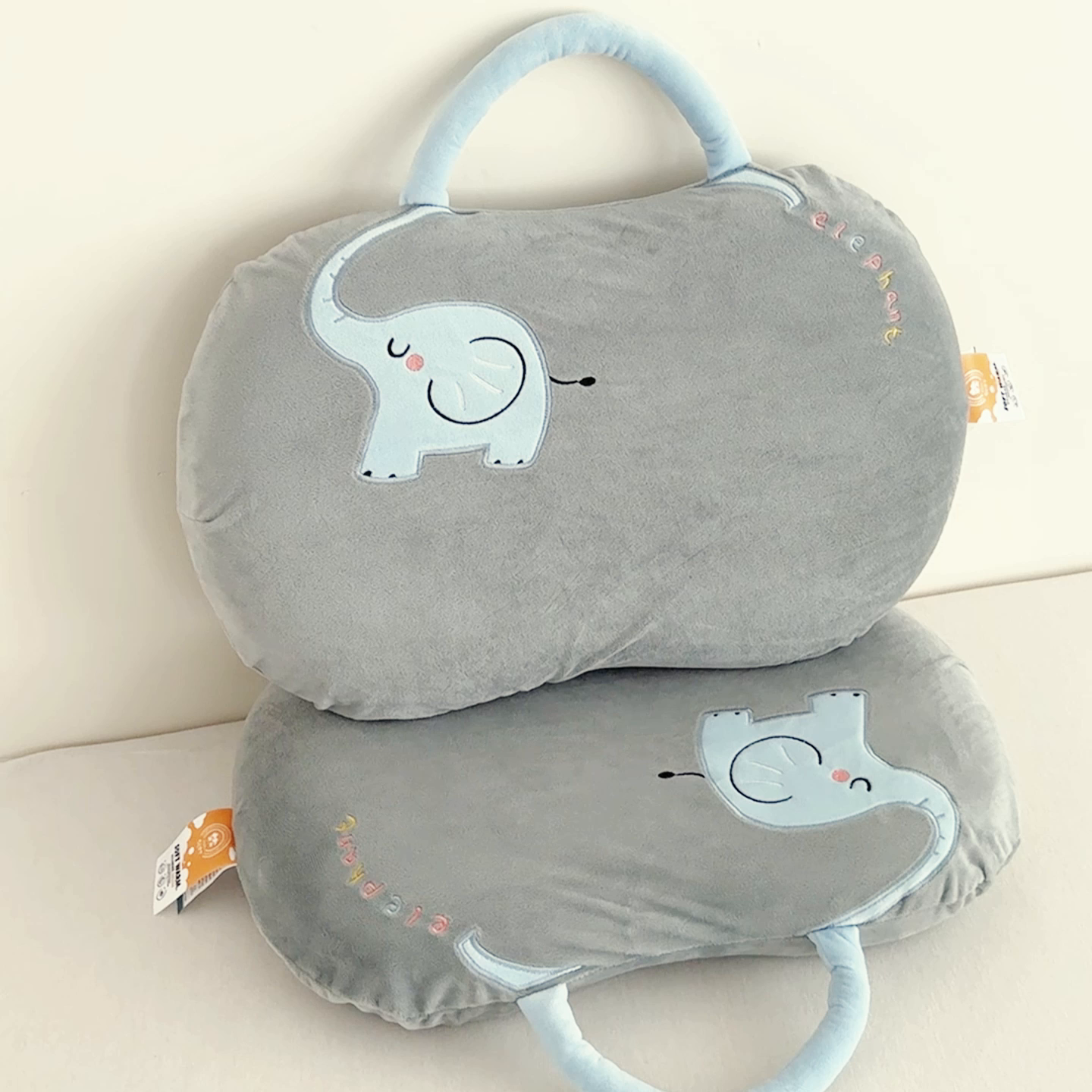 91家纺网 家纺一手货源 找家纺 麦肯锡 2025新款暖绒大象手提猫肚枕枕头枕芯单枕芯 灰色