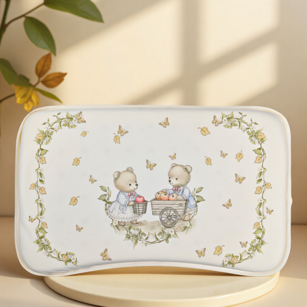 91家纺网 家纺一手货源 找家纺 小猫派 2025秋冬印花儿童小八字北欧童话风可水洗亲水棉枕芯（新款9.1号有货） 泰迪熊一家-小八字