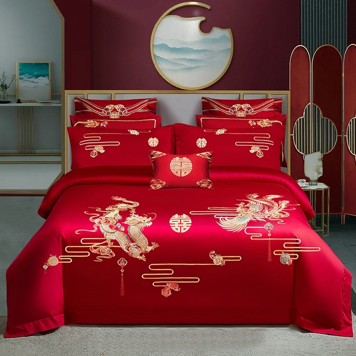 91家纺网 家纺一手货源 找家纺 （总）柏拉图 2025新款100s贡缎长绒棉提花婚庆系列四件套多件套