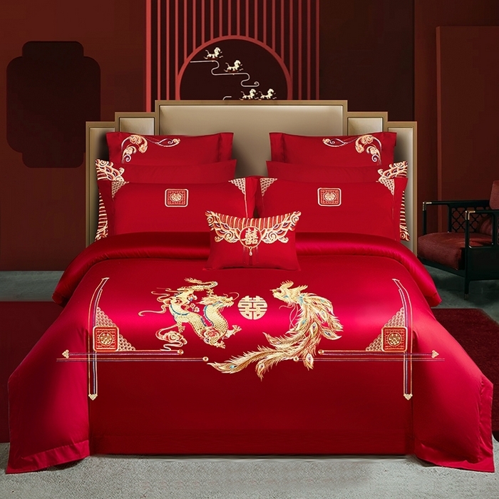 91家纺网 家纺一手货源 找家纺 （总）柏拉图 2025新款100s贡缎长绒棉提花婚庆系列四件套多件套