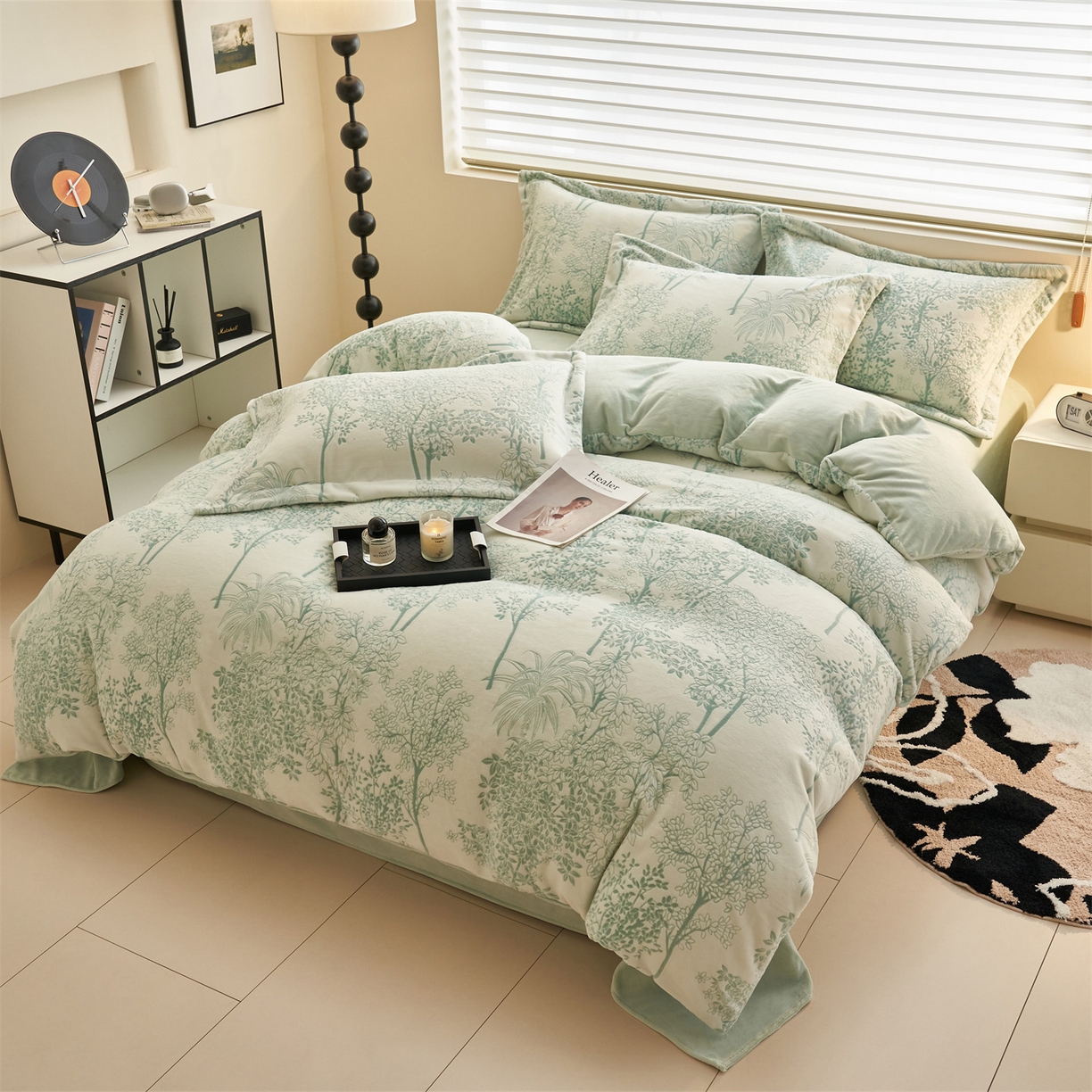 91家纺网 家纺一手货源 找家纺 恒爱家纺 2025新款牛奶绒立体剪花四件套 丛林风韵