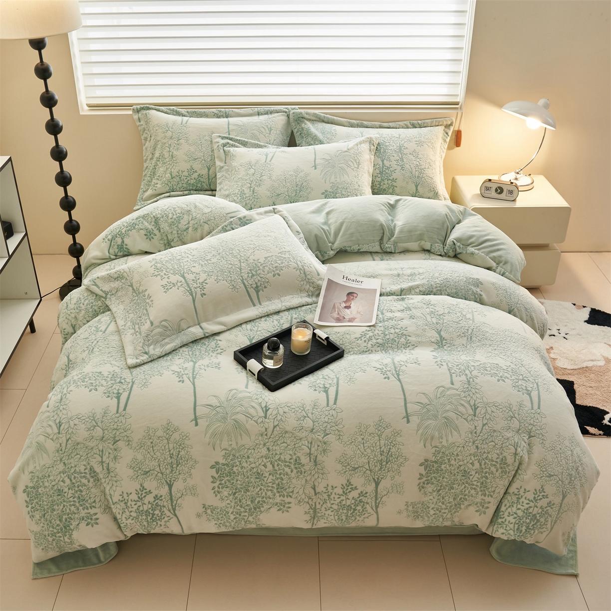 91家纺网 家纺一手货源 找家纺 恒爱家纺 2025新款牛奶绒立体剪花四件套 丛林风韵