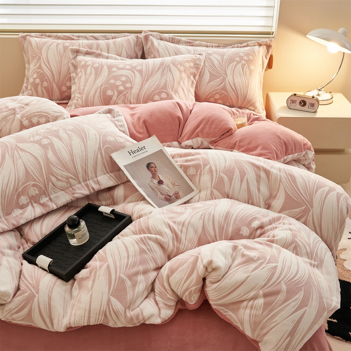 恒爱家纺 2025新款牛奶绒立体剪花四件套 古韵悠香-豆沙