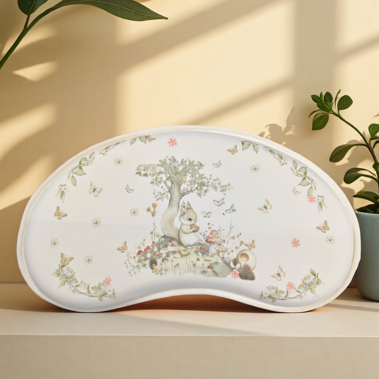 小猫派 2025秋冬月牙型北欧风儿童枕可水洗亲水棉枕芯 惬意松鼠