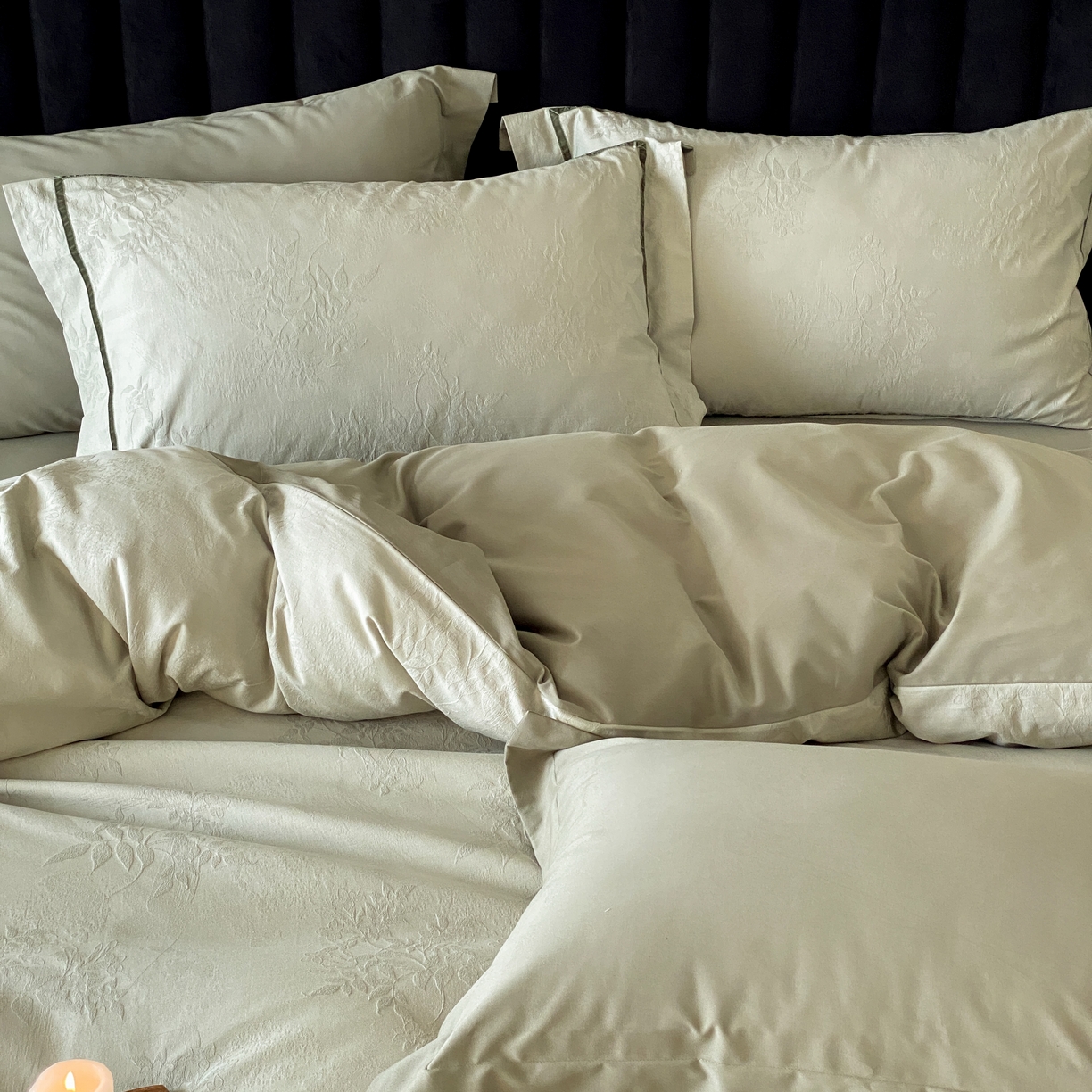 91家纺网 家纺一手货源 找家纺 玉宇阁家居 2025新款色织空气大提花磨毛四件套-工艺款 磨毛款-半藏