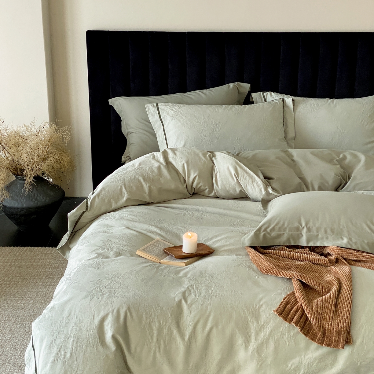 91家纺网 家纺一手货源 找家纺 玉宇阁家居 2025新款色织空气大提花磨毛四件套-工艺款 磨毛款-半藏