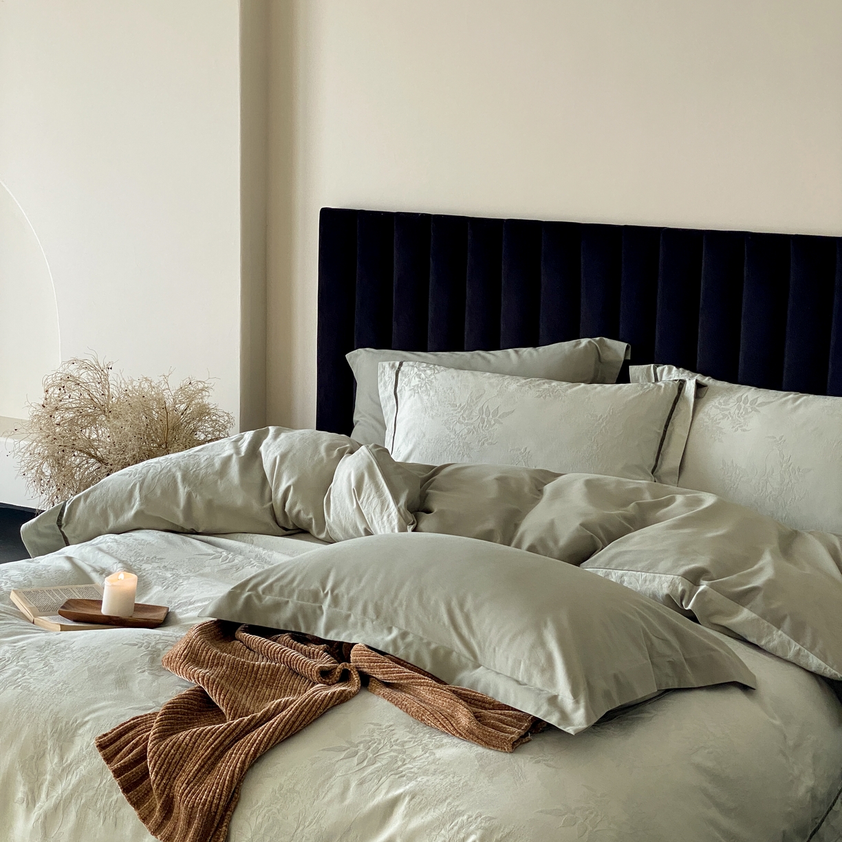 91家纺网 家纺一手货源 找家纺 玉宇阁家居 2025新款色织空气大提花磨毛四件套-工艺款 磨毛款-半藏