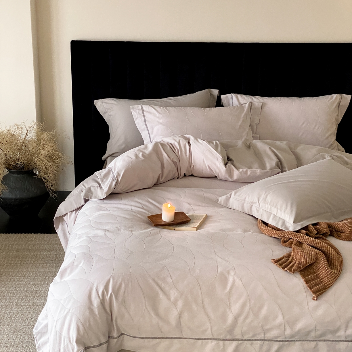 91家纺网 家纺一手货源 找家纺 玉宇阁家居 2025新款色织空气大提花磨毛四件套-工艺款 磨毛款-沉香乌木