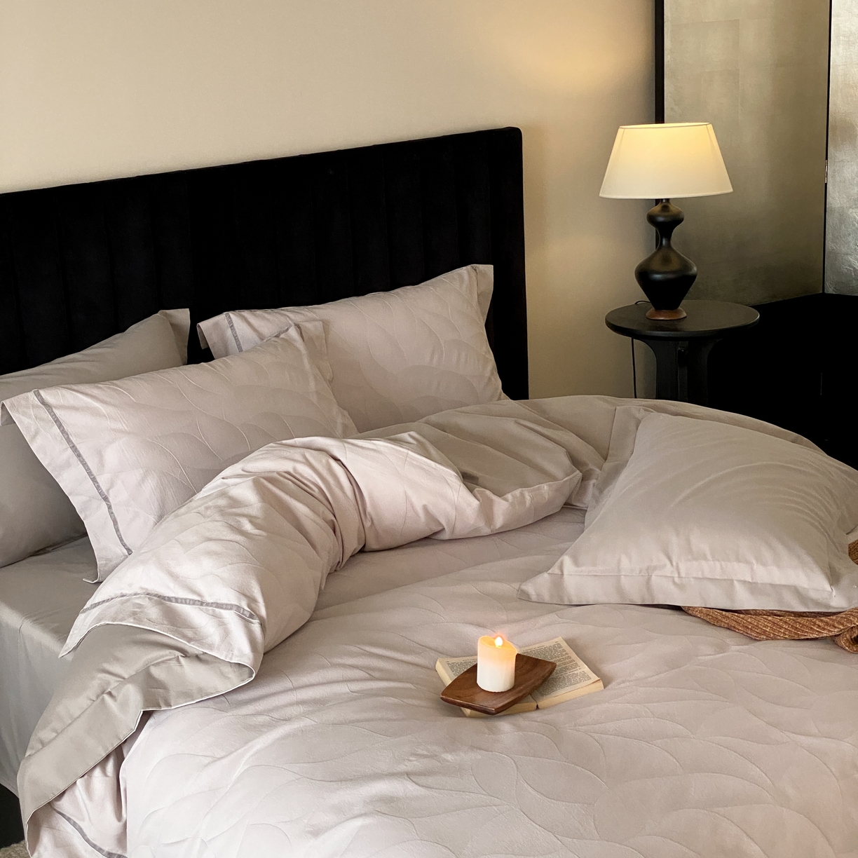 91家纺网 家纺一手货源 找家纺 玉宇阁家居 2025新款色织空气大提花磨毛四件套-工艺款 磨毛款-沉香乌木