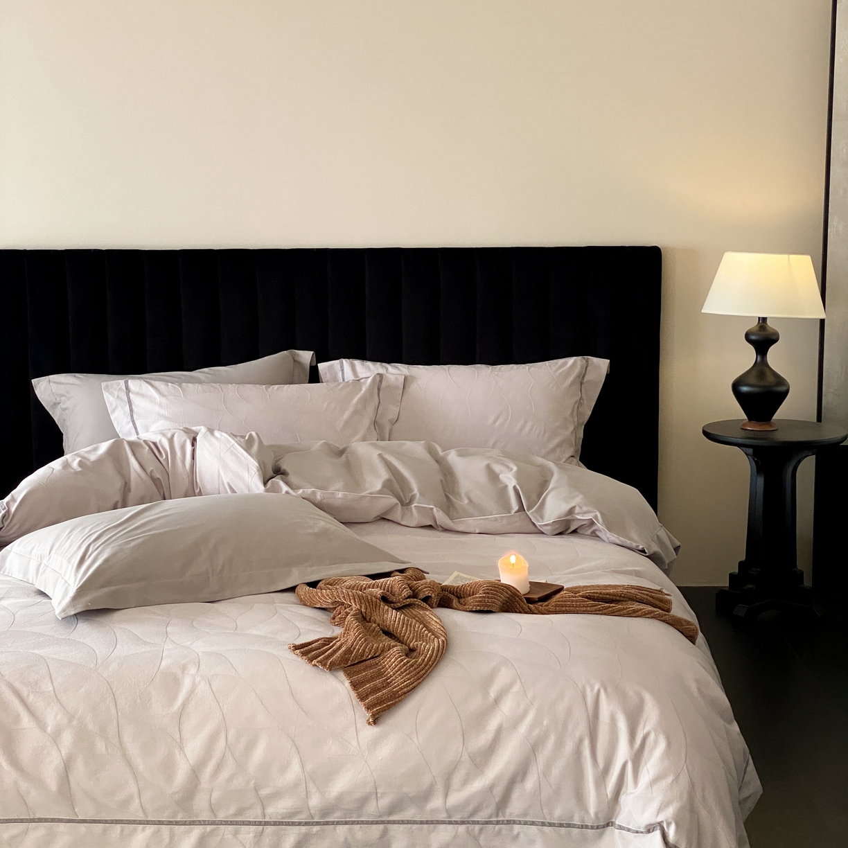 91家纺网 家纺一手货源 找家纺 玉宇阁家居 2025新款色织空气大提花磨毛四件套-工艺款 磨毛款-沉香乌木