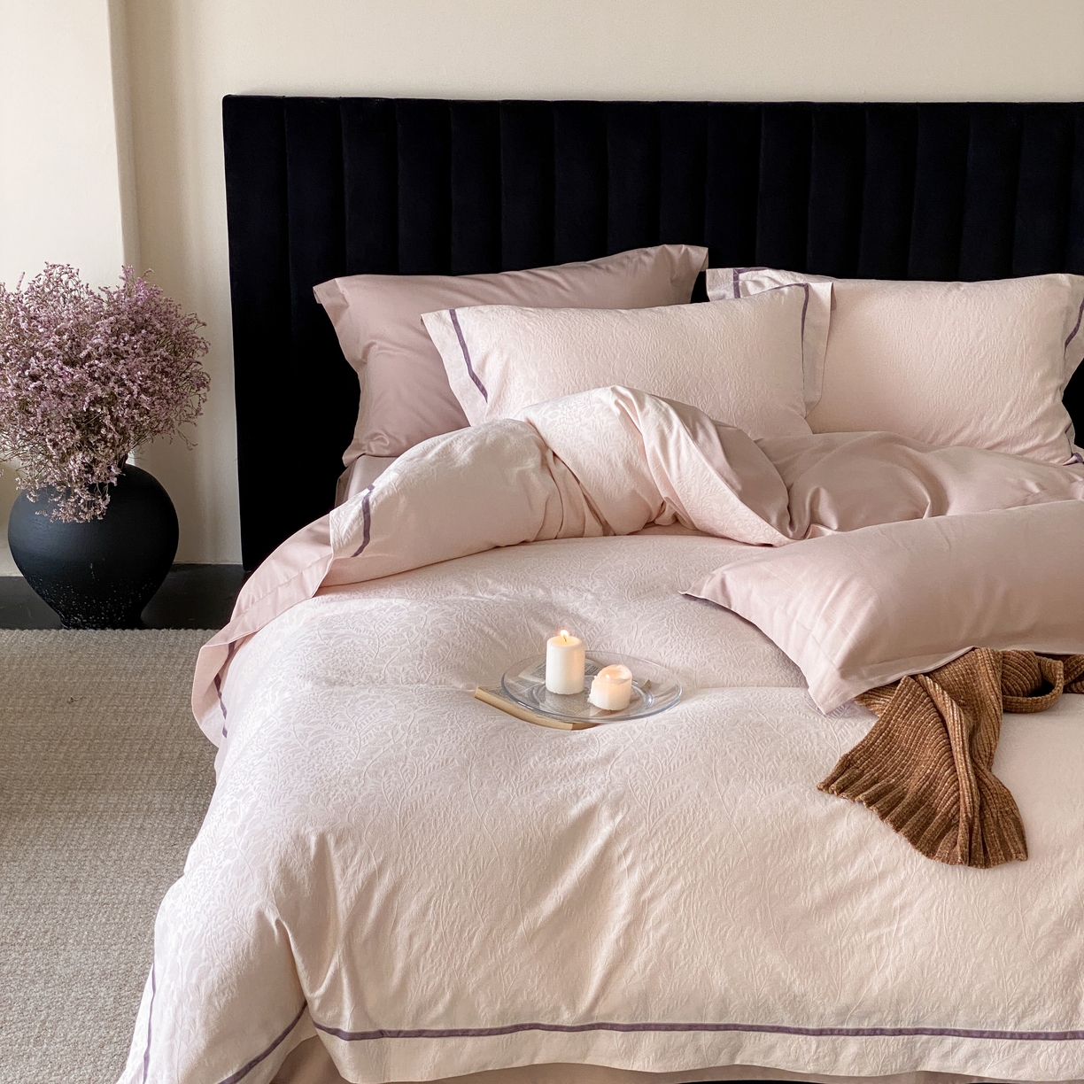 91家纺网 家纺一手货源 找家纺 玉宇阁家居 2025新款色织空气大提花磨毛四件套-工艺款 磨毛款-杜桑