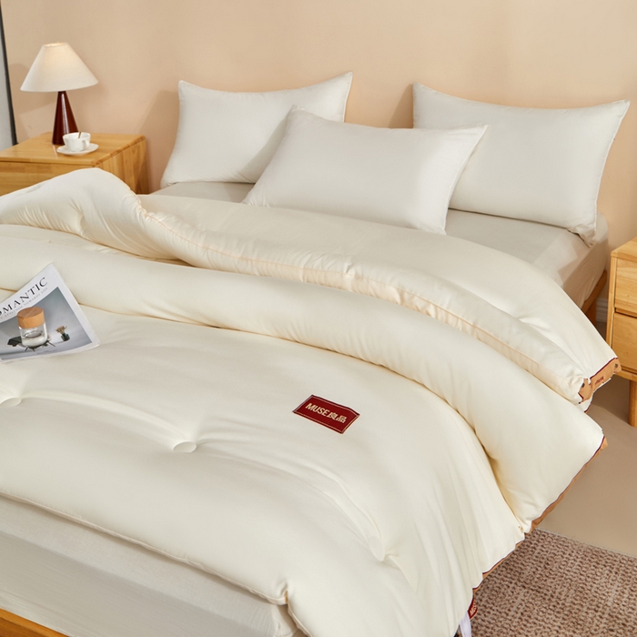 91家纺网 家纺一手货源 找家纺 玛德琳 2025新款良品元棉大豆被子被芯 奶油白