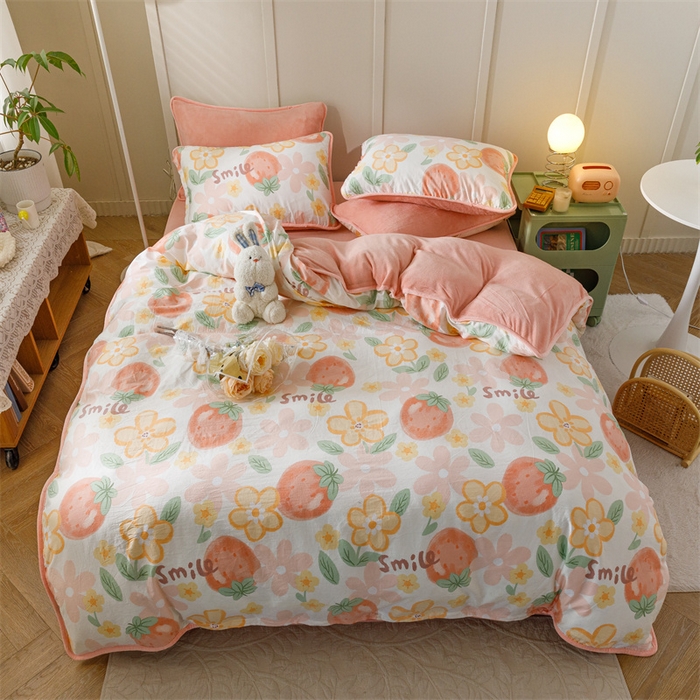 91家纺网 家纺一手货源 找家纺 红粉佳人家纺 2025新款A类棉加绒印花四件套 卡布林