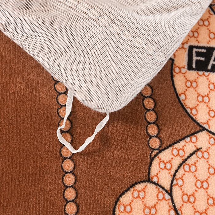 91家纺网 家纺一手货源 找家纺 睡美人 2025新款韩版印花牛奶绒床裙款四件套 贝贝熊-咖