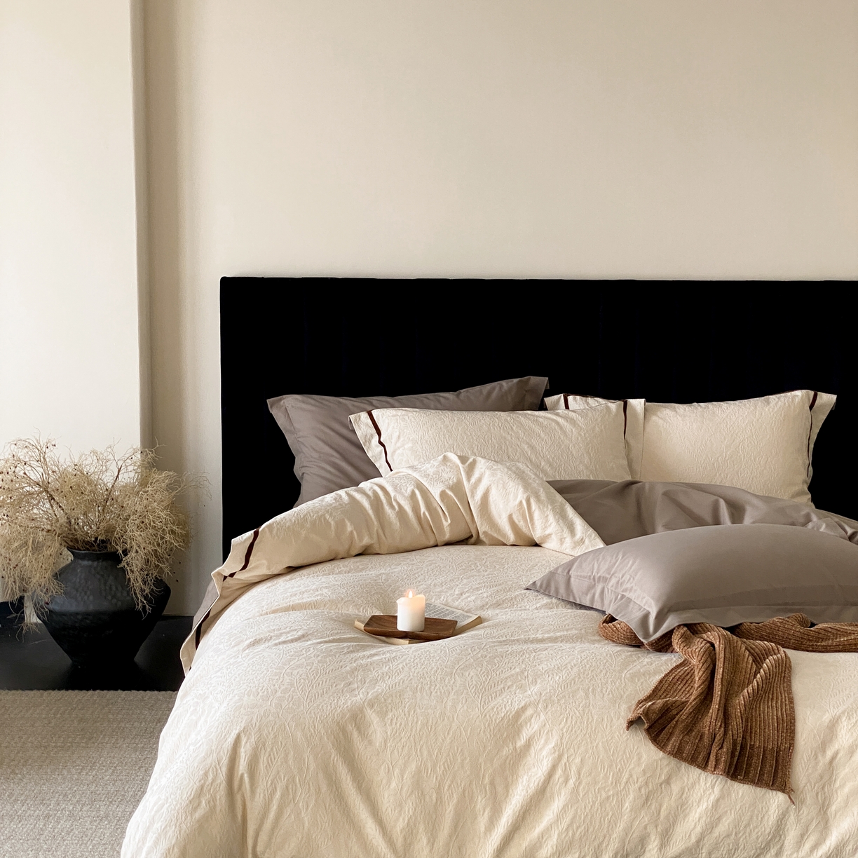 91家纺网 家纺一手货源 找家纺 玉宇阁家居 2025新款色织空气大提花磨毛四件套-工艺款 磨毛款-远山檀木