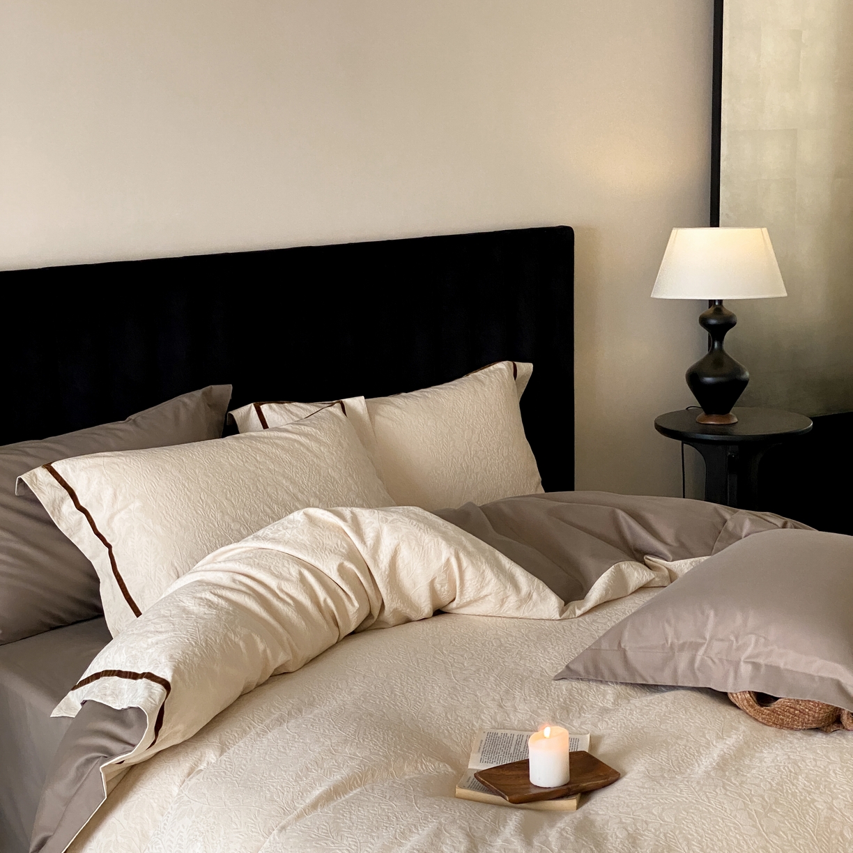 91家纺网 家纺一手货源 找家纺 玉宇阁家居 2025新款色织空气大提花磨毛四件套-工艺款 磨毛款-远山檀木