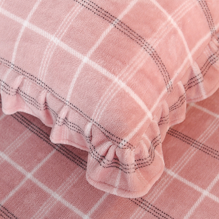 91家纺网 家纺一手货源 找家纺 睡美人 2025新款韩版印花牛奶绒床裙款四件套 格调豆沙