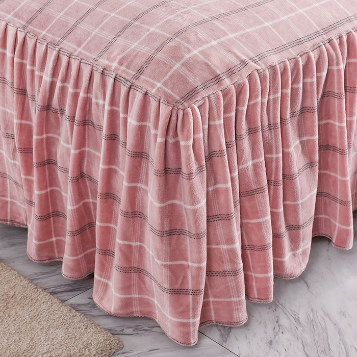 91家纺网 家纺一手货源 找家纺 睡美人 2025新款韩版印花牛奶绒床裙款四件套 格调豆沙