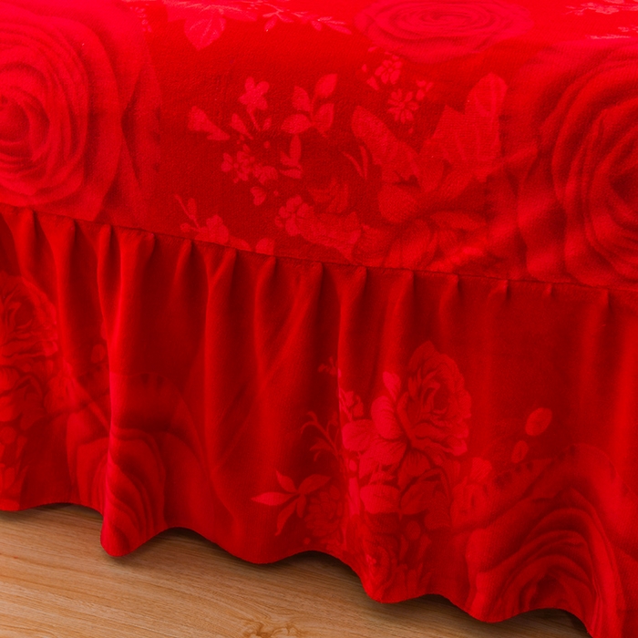 91家纺网 家纺一手货源 找家纺 睡美人 2025新款韩版印花牛奶绒床裙款四件套 玫瑰情缘