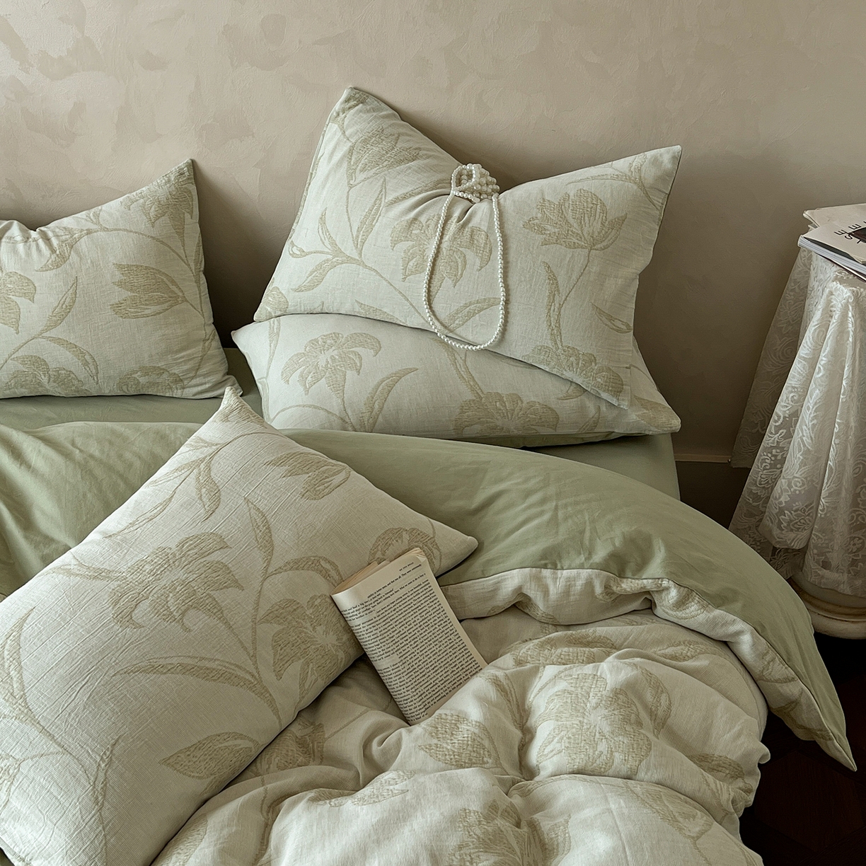 91家纺网 家纺一手货源 找家纺 （总）田野 2025新款全棉三层纱提花磨毛系列四件套