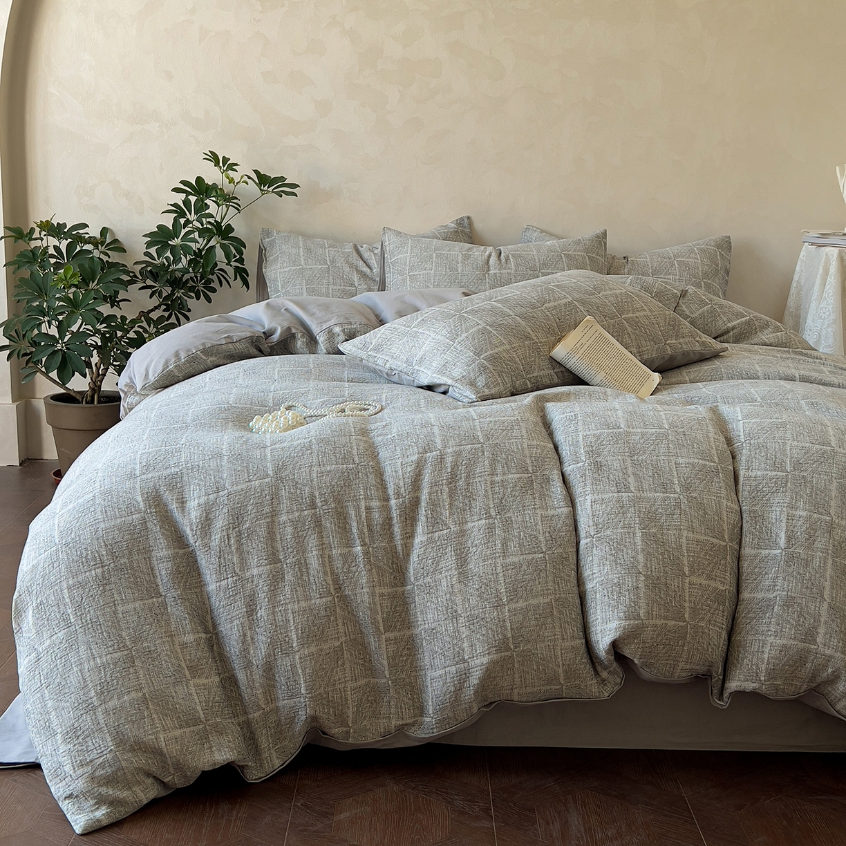 91家纺网 家纺一手货源 找家纺 （总）田野 2025新款全棉三层纱提花磨毛系列四件套