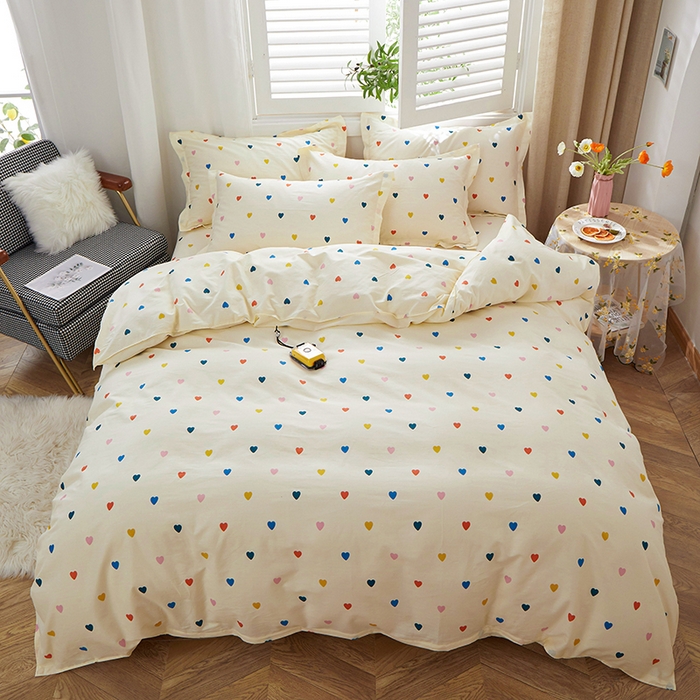 91家纺网 家纺一手货源 找家纺 钰伶 全棉13372印花纯棉床单床笠款四件套（预留6厘米缩水尺寸）小桃心