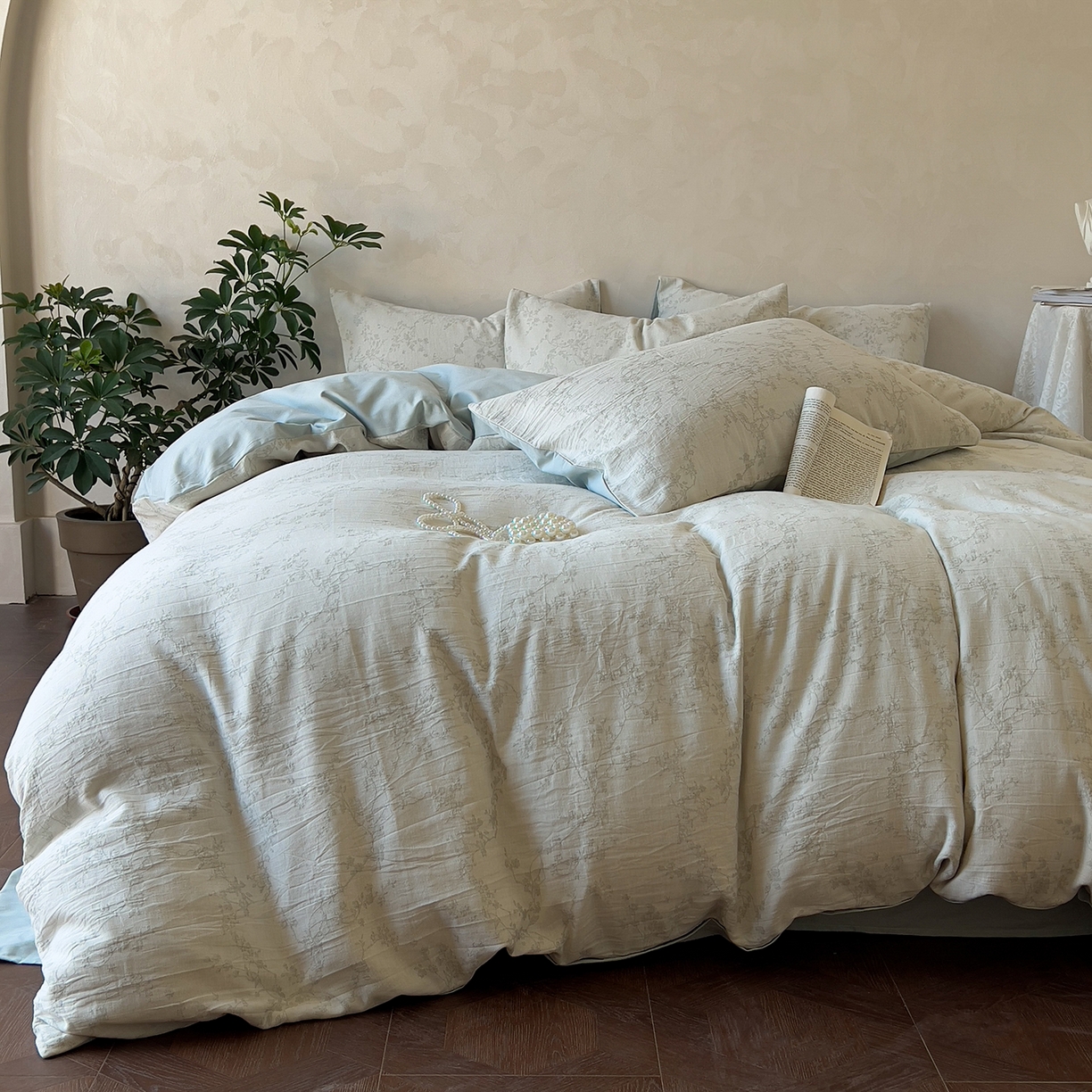 91家纺网 家纺一手货源 找家纺 （总）田野 2025新款全棉三层纱提花磨毛系列四件套