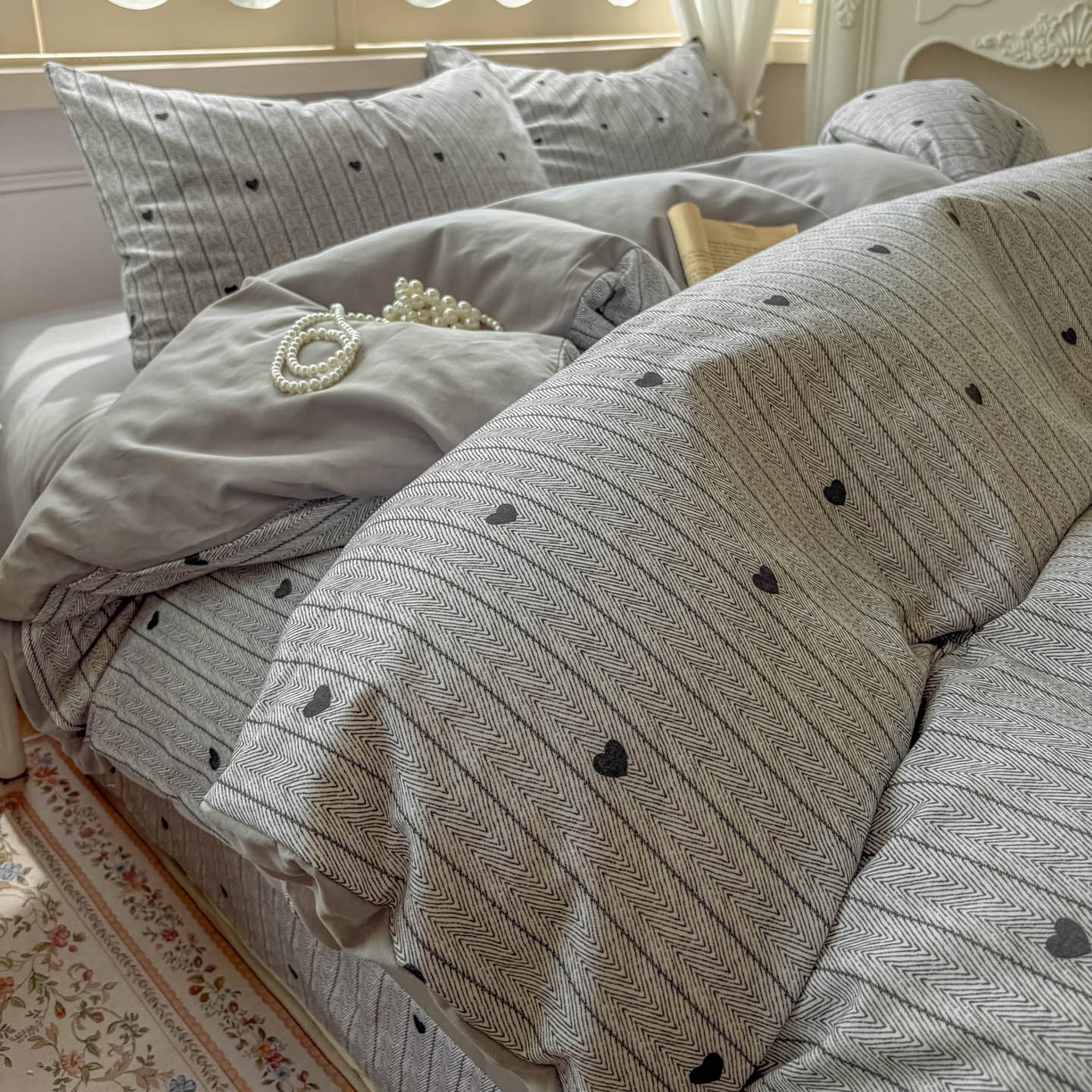 91家纺网 家纺一手货源 找家纺 田野 2025新款全棉13360加厚磨毛印花四件套 初恋-灰