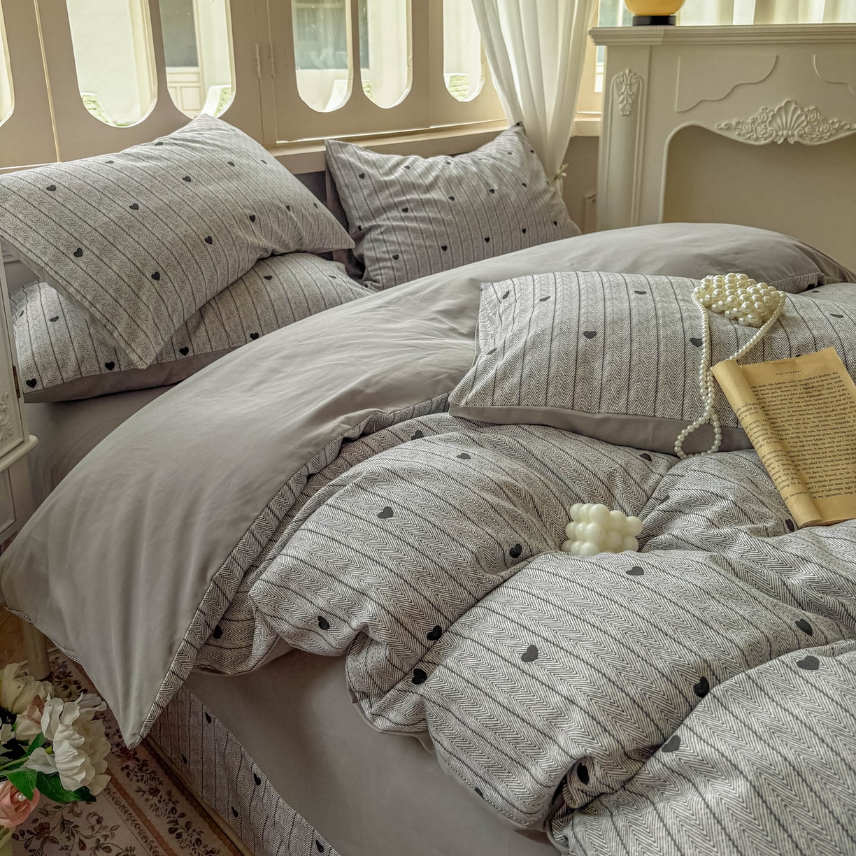 91家纺网 家纺一手货源 找家纺 田野 2025新款全棉13360加厚磨毛印花四件套 初恋-灰