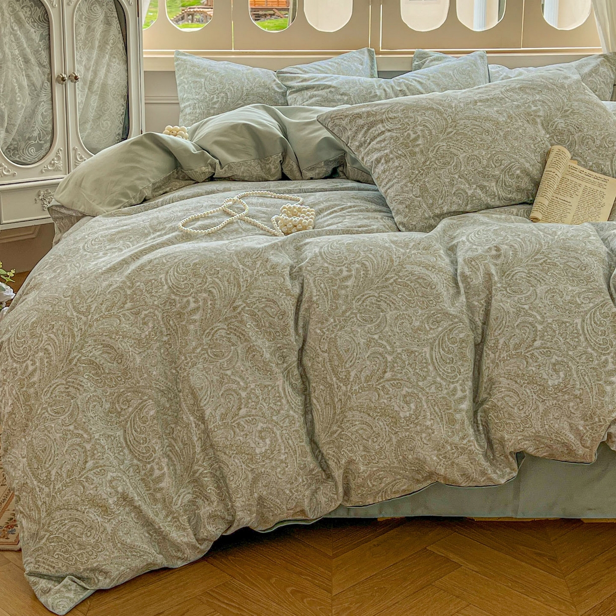 91家纺网 家纺一手货源 找家纺 田野 2025新款全棉13360加厚磨毛印花四件套 梵镜