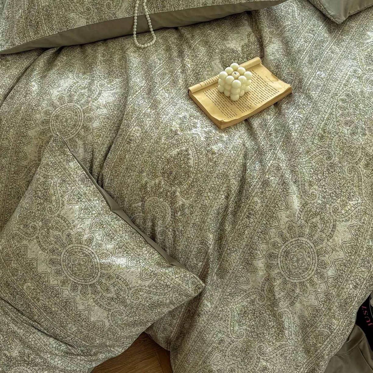 91家纺网 家纺一手货源 找家纺 田野 2025新款全棉13360加厚磨毛印花四件套 菲雅-灰