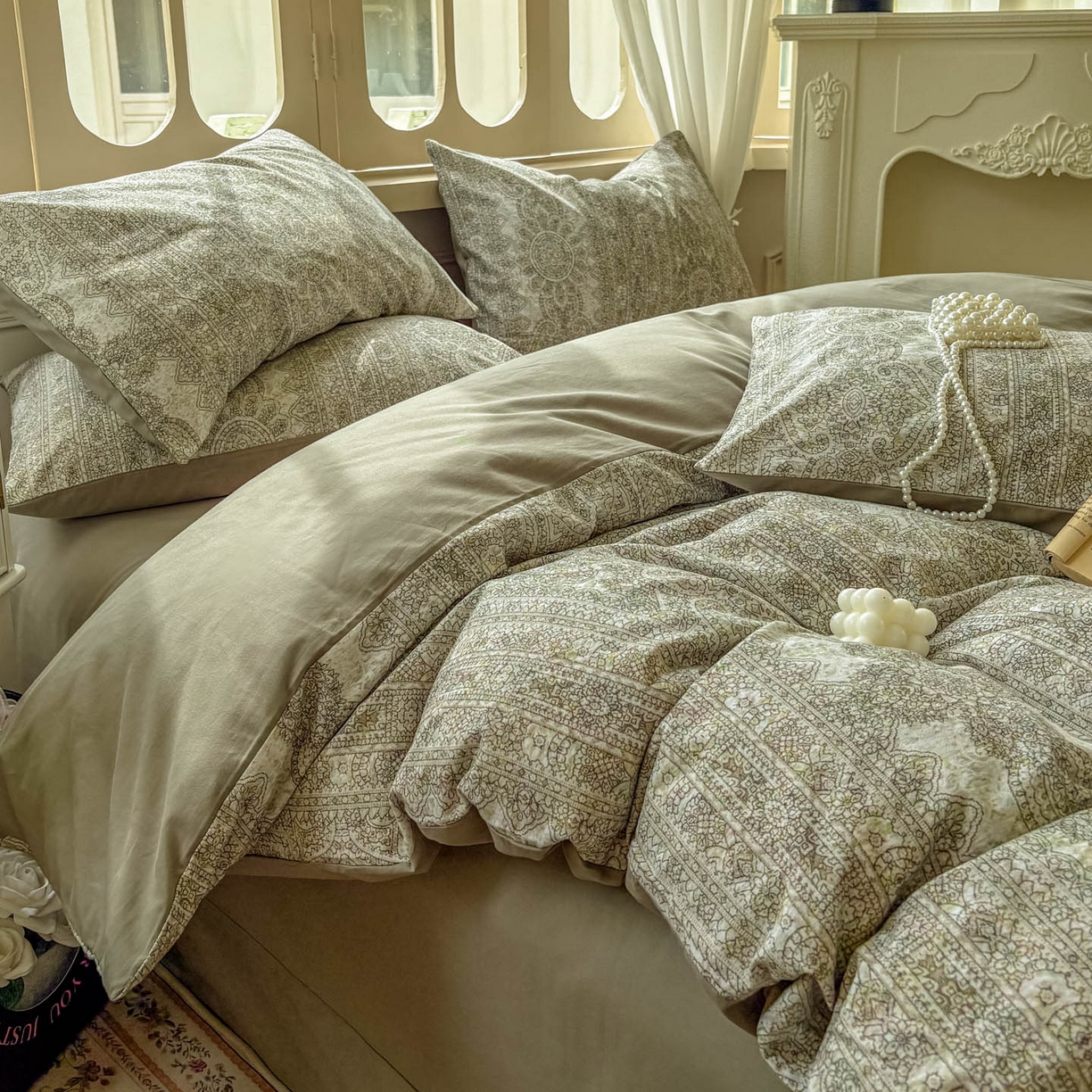 91家纺网 家纺一手货源 找家纺 田野 2025新款全棉13360加厚磨毛印花四件套 菲雅-灰