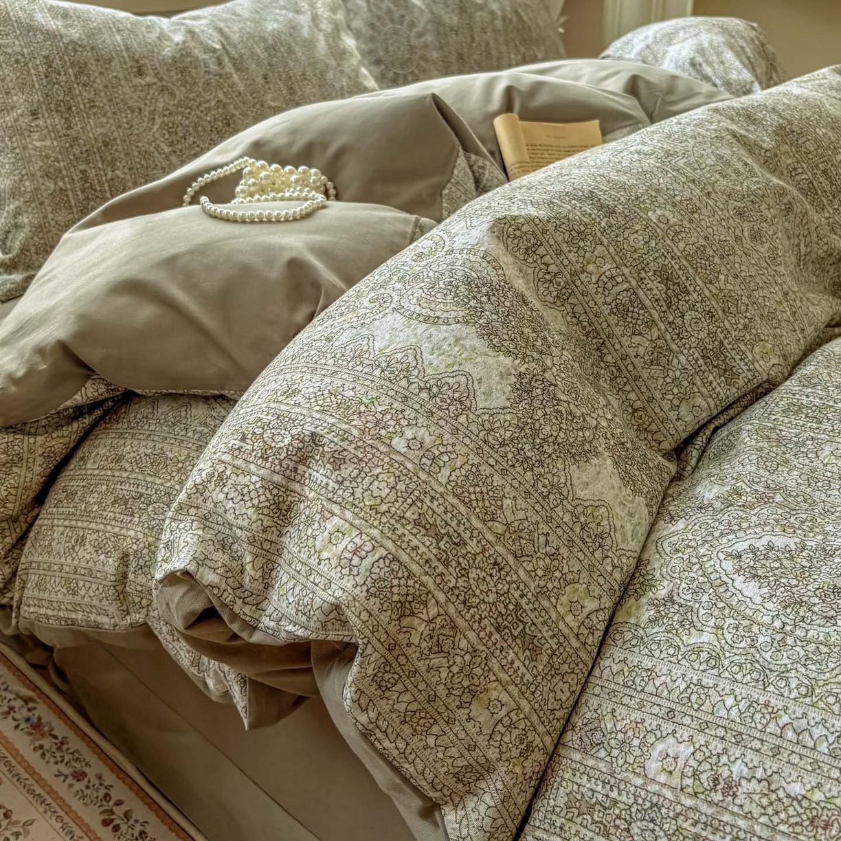 91家纺网 家纺一手货源 找家纺 田野 2025新款全棉13360加厚磨毛印花四件套 菲雅-灰