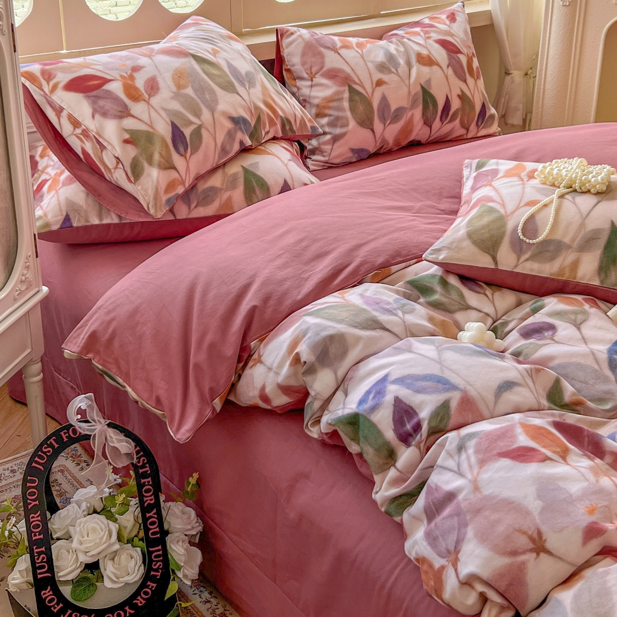 91家纺网 家纺一手货源 找家纺 田野 2025新款全棉13360加厚磨毛印花四件套 景秋-红