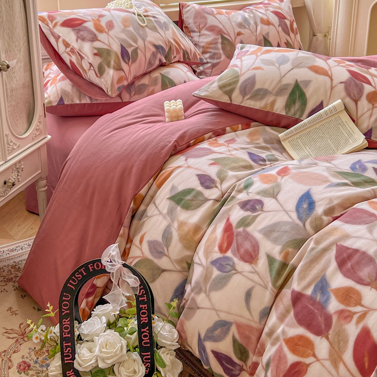 91家纺网 家纺一手货源 找家纺 田野 2025新款全棉13360加厚磨毛印花四件套 景秋-红