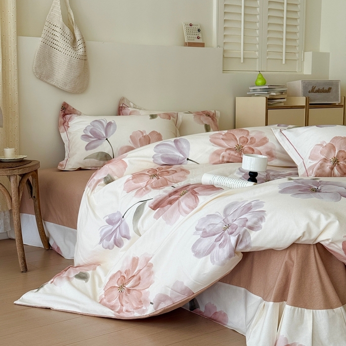 91家纺网 家纺一手货源 找家纺 于果 2025新款全棉纯棉生态磨毛四件套 茶言妙语