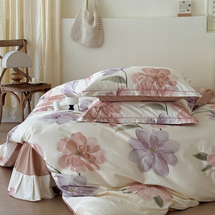 91家纺网 家纺一手货源 找家纺 于果 2025新款全棉纯棉生态磨毛四件套 茶言妙语